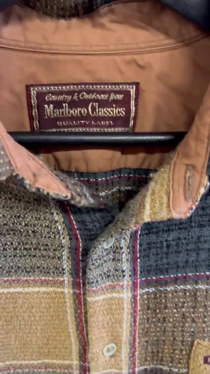 Marlboro Classics Vintage 1990s Checkered Plaid Western Flannel