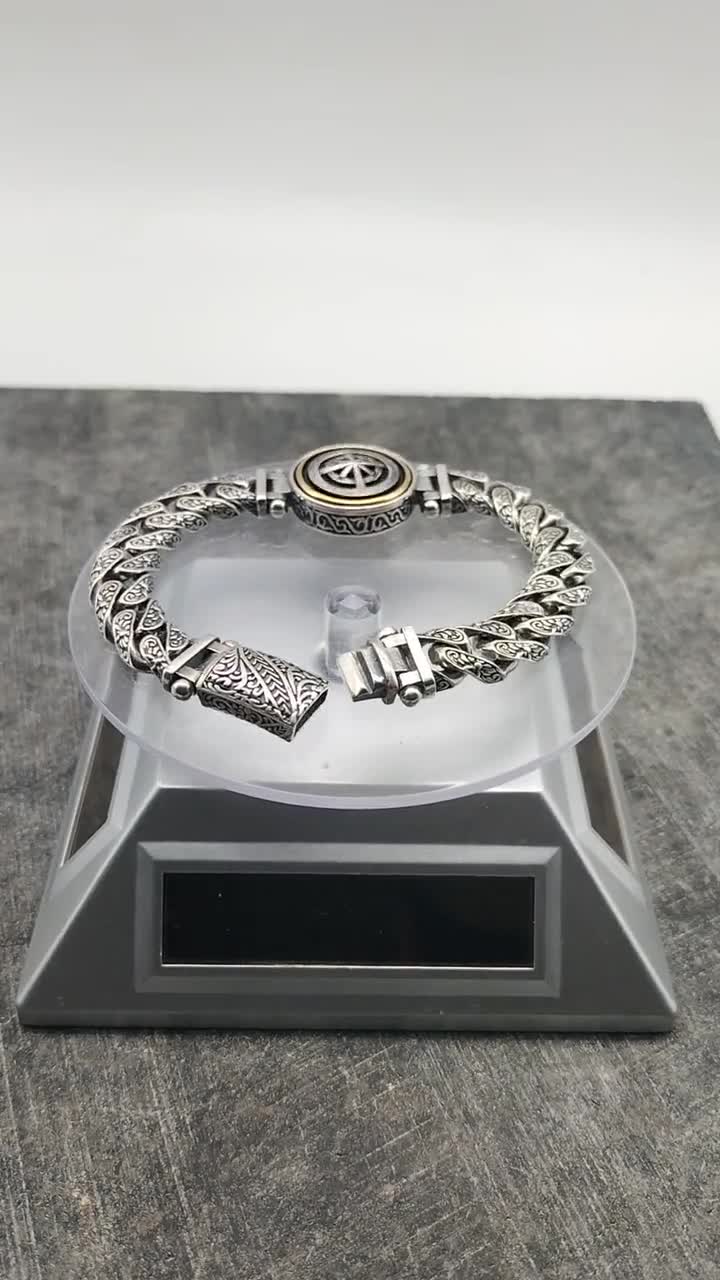 コンパスモデルチェーンブレスレット 925スターリングシルバー製