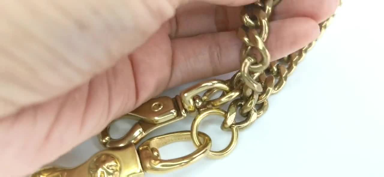 真鍮製ウォレットチェーン：クリップ付きキーリングウォレットチェーン 