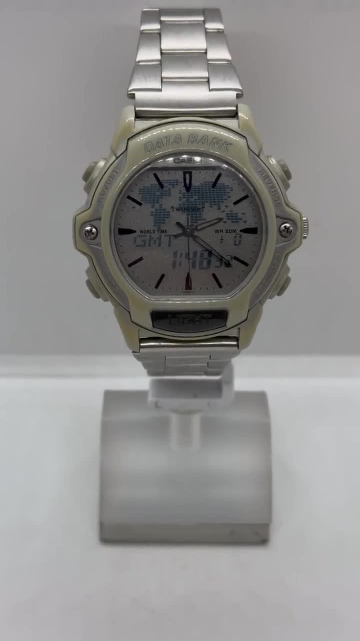 Vintage Casio ABX-23 M2358 Data Bank World Time Japan WR100 Wrist
