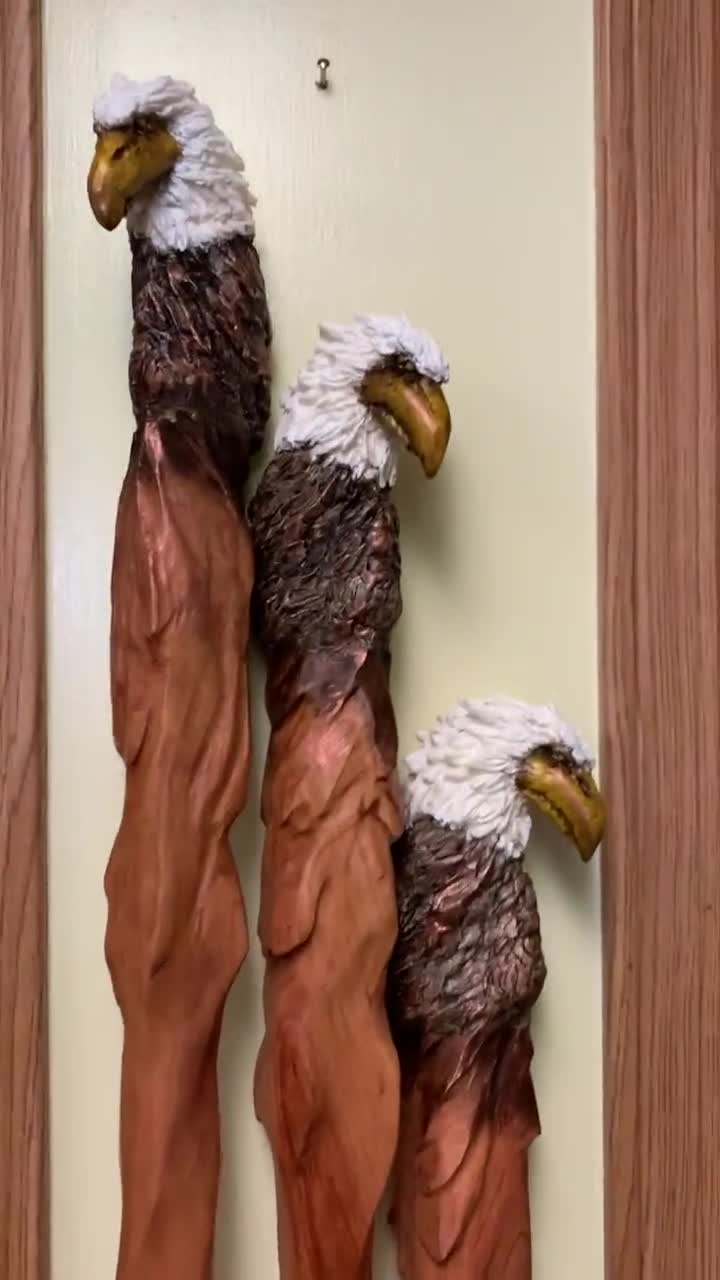 Bald eagle walking stick Handmade popular wood carved bald eagle walking cane, bald eagle lover gifts, gifts for seniors, eldery