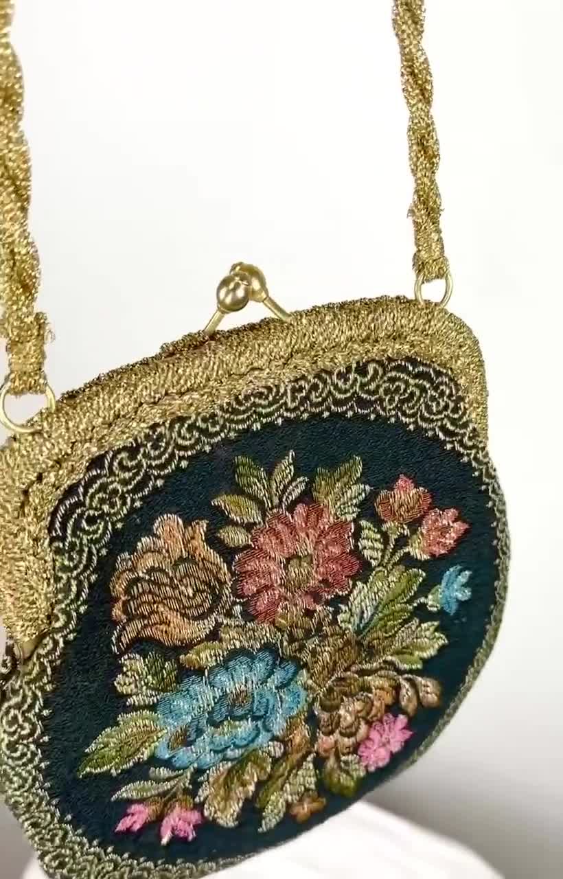 La Regale Floral Tapestry Purse/ Made in Hong Kong 