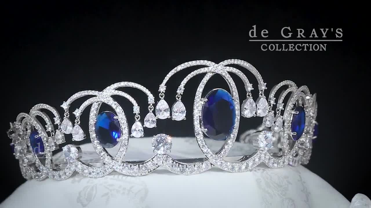 Romanov Sapphire Wave Tiara Replica, Royal Art Nouveau Blue