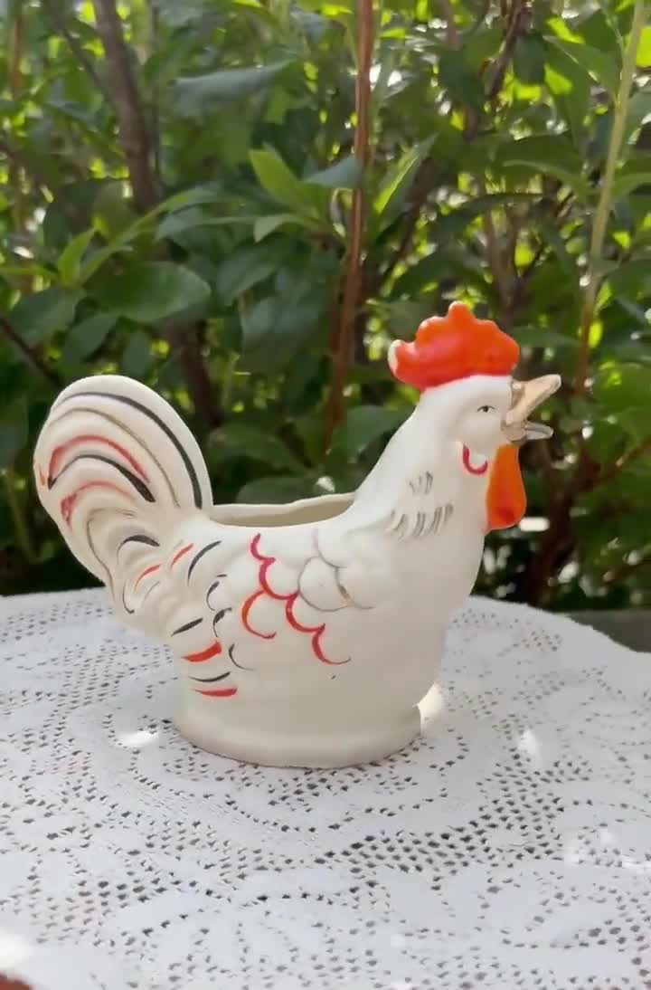 Vintage Chicken Creamer - Small Stylized Rooster Pitcher - Vintage
