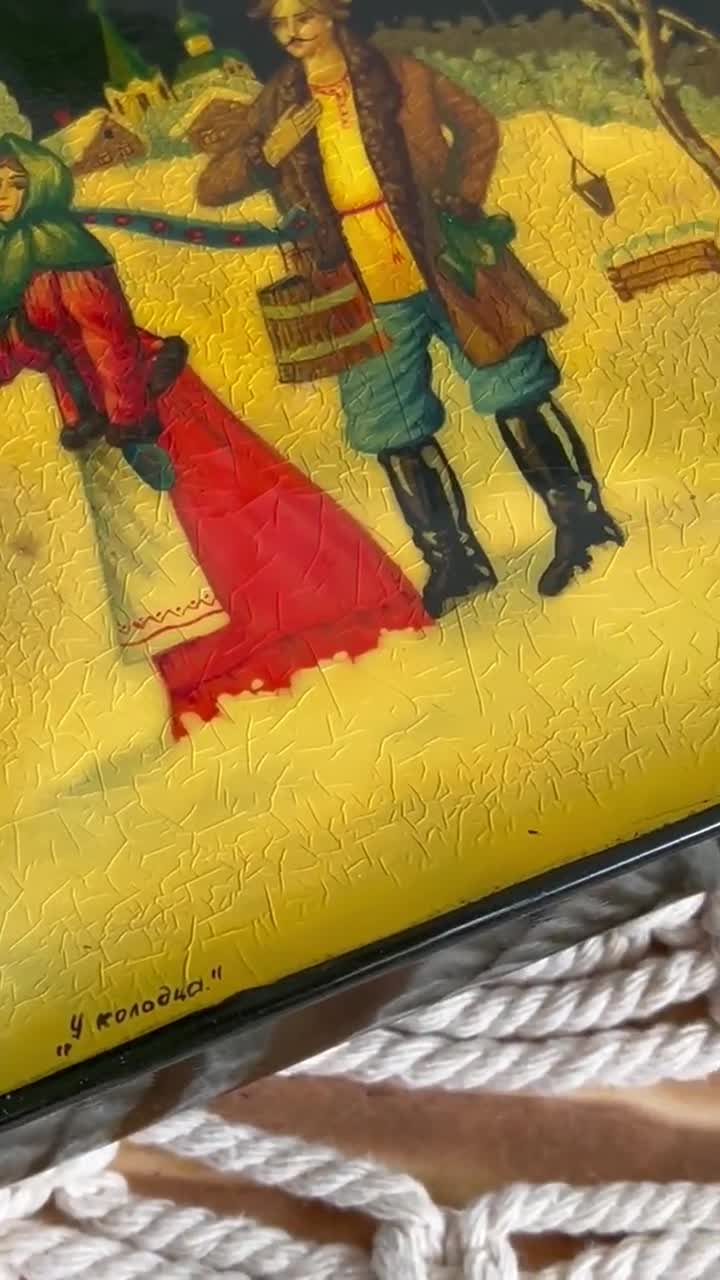 Fedoskino Russian Lacquer Box Hinged Vintage Artist Signed