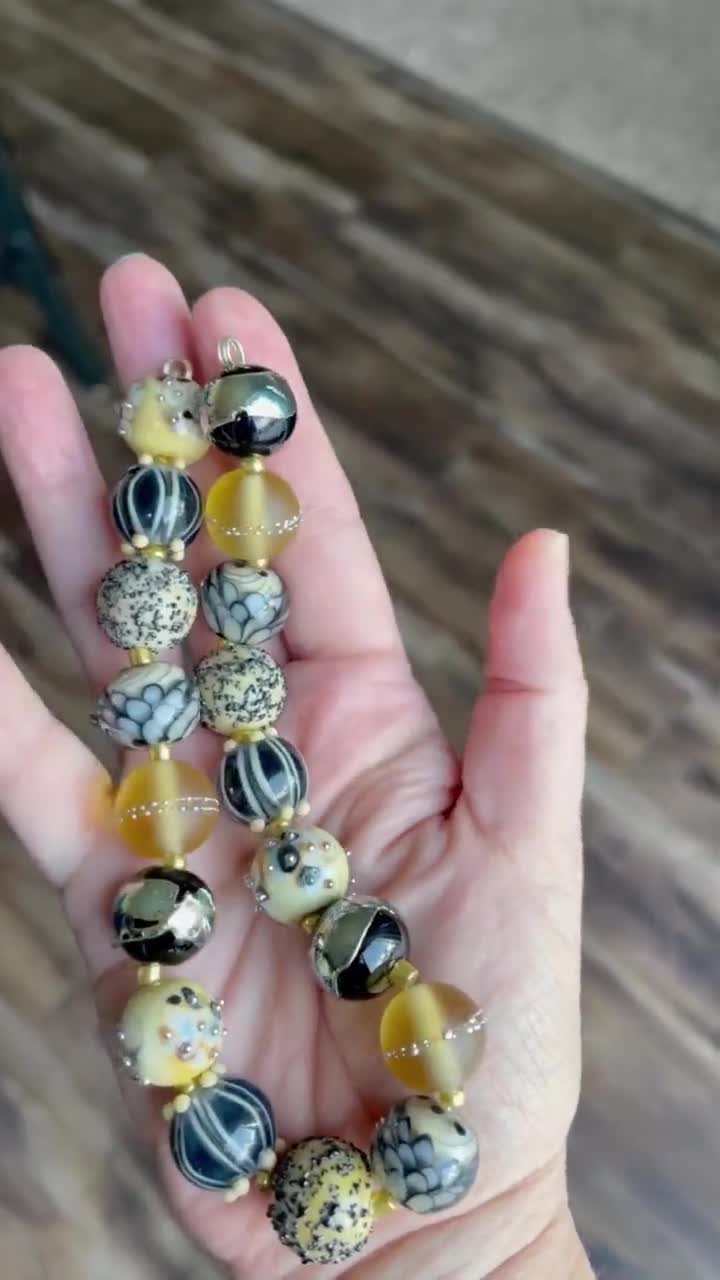 Teal Glass Beads Jewelry Making, Aqua Lampwork Beads Jewelry Set, Handmade  Beads Statement Necklace, Glass Disc Beads For Earrings, Boho