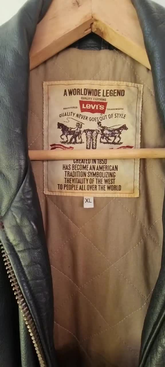 Vintage 90s Levi's Leather Bomber Jacket Patch Logo Flight Jacket