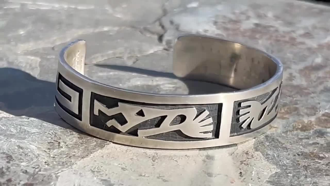 Manuel Hoyungwa ~ Vintage Hopi Sterling Silver Kokopelli Overlay