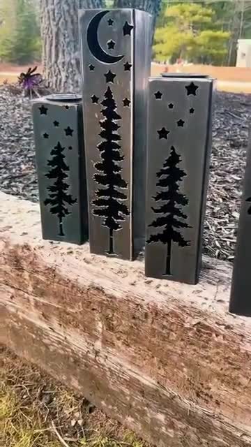 Garden Column, Garden Piller, Solar Luminary Piller, Pine Tree Night Sky, Metal Garden Luminary video poster