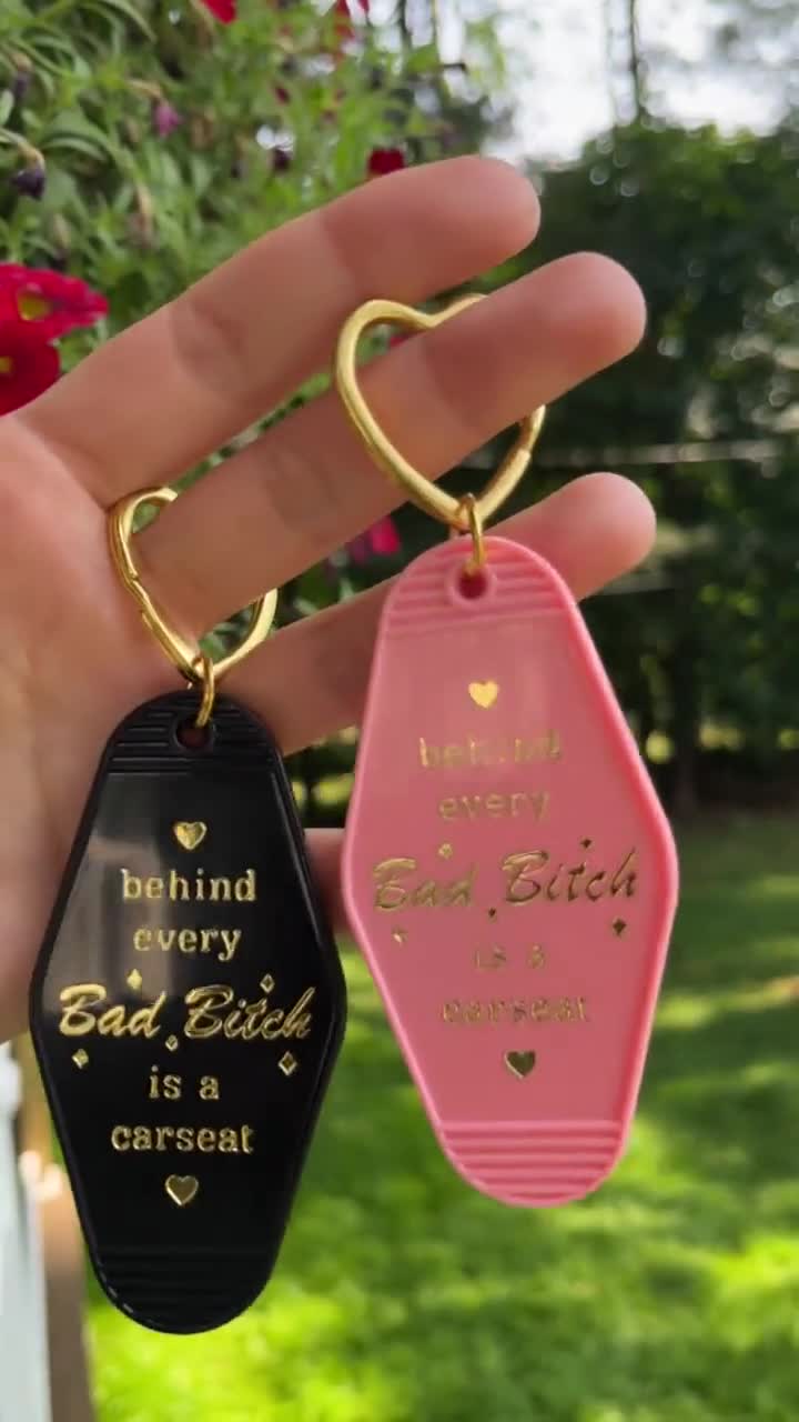 Behind Every Bad Bitch is a Carseat Keychain, Keychain for Mama, Retro Motel Keychain, First Time Mom Gift, Xmas Gift for Mama video poster