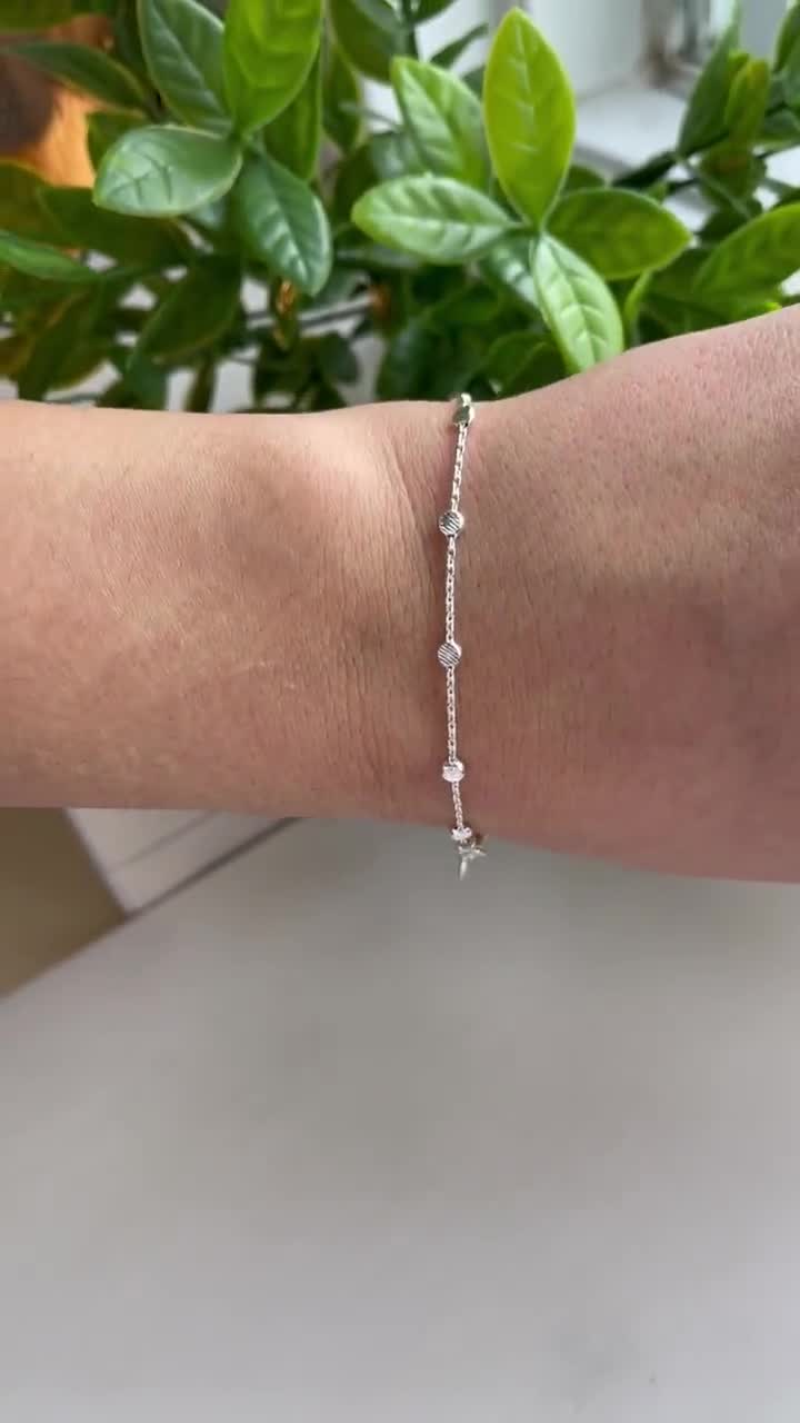 Braccialetto Con Catena Di Perline Placcato In Argento - Foto 4