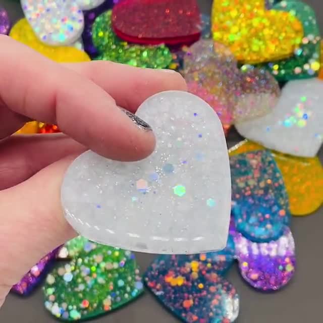 Large Resin Glitter Hearts 