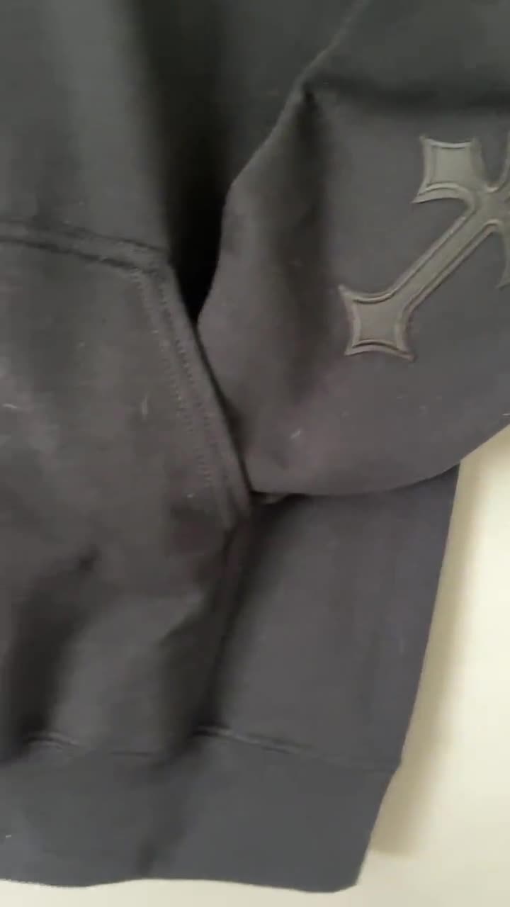 Cross Zip up Hoodie: Black Cotton Blend Sweatshirt - Etsy