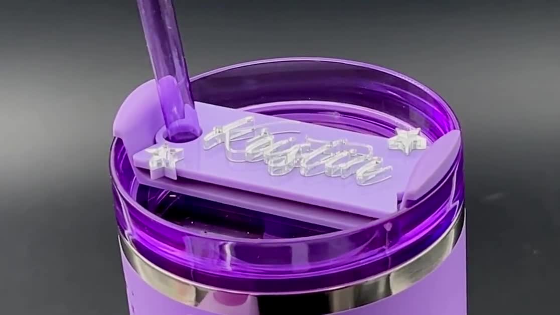 Olivia Purple Star Silver Mirror Tumbler Name Plate for