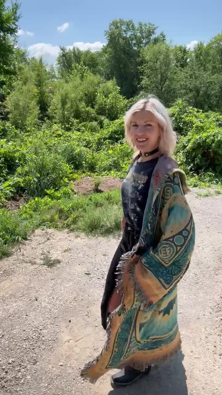 Teal Electric Forest Long Blanket Coat - Etsy