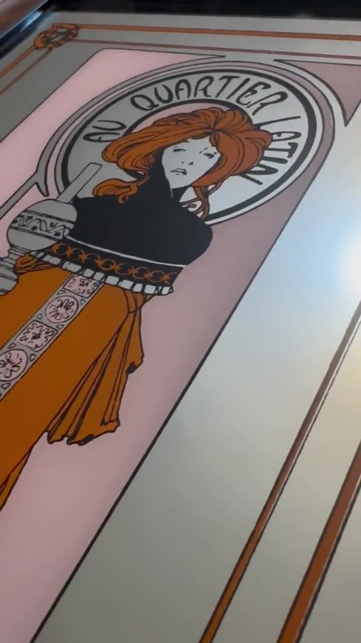 絵画 Au Quartier Latin pub mirror Venus Beautiful Vintage Mucha Advertising Mirror, French Art Nouveau, Au