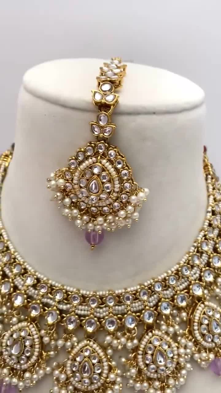 Kundan Necklace Set/indian Jewelry/kundan Polki Necklace