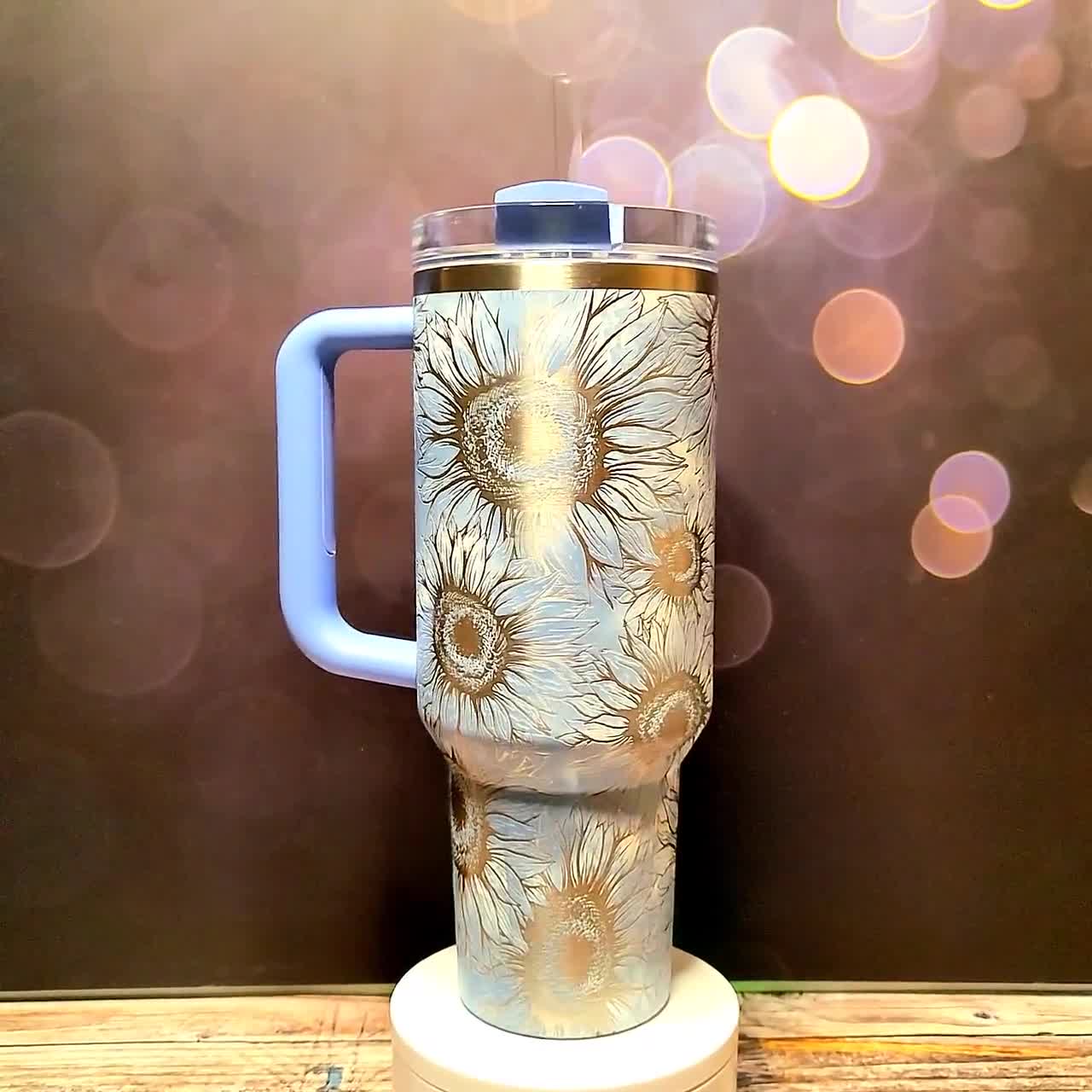 Sunflower Aztec Stanley, **FREE KEYCHAIN, Engraved 40 oz Tumbler