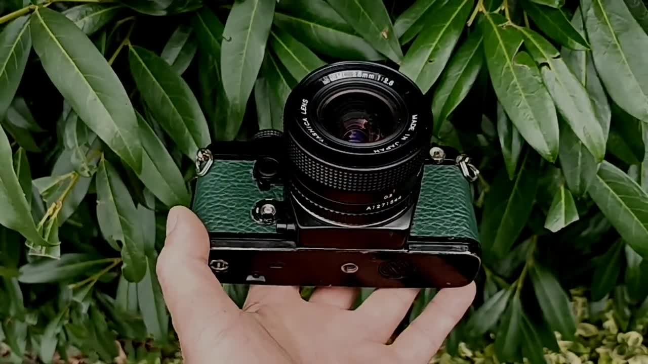CONTAX 139 Quartz with 50 mm f/1.4 YASHICA and 28 mm f/2.8 lenses. Black  with green skin recovered.