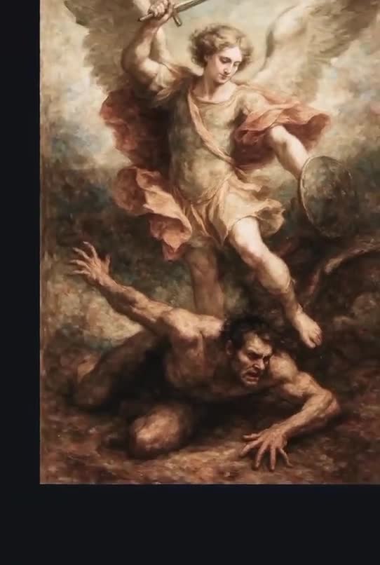 【276】＜大天使 ミカエルのハート lV＞【1点物】 ルシファーを倒す聖ミカエルの絵画：カトリック大天使像（デジタル