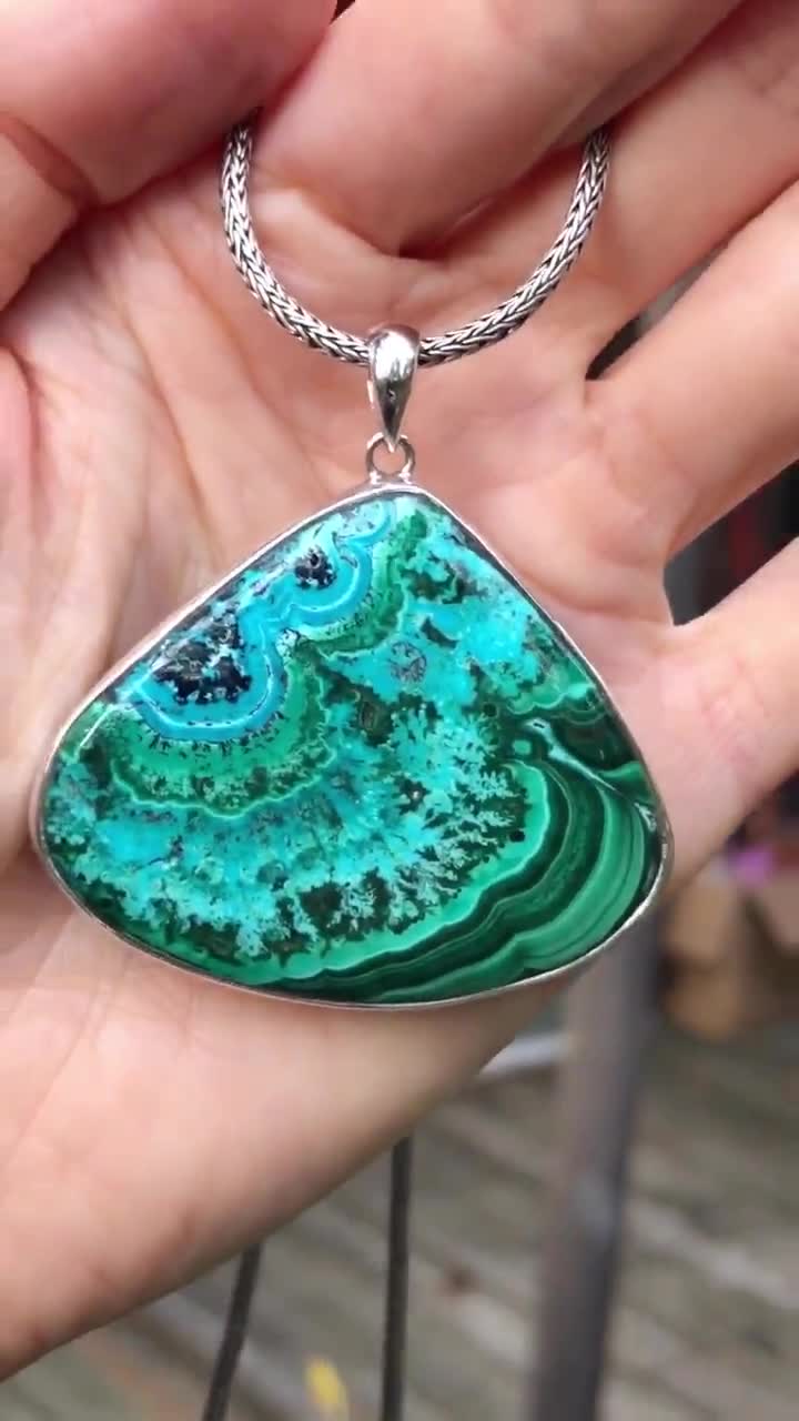 Green Water Wave, first quality shops Malachite silver 925 pendant