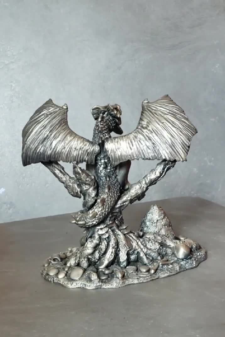 The Dragon of Darkness. Myth and Magic Vintage Pewter Dragon With