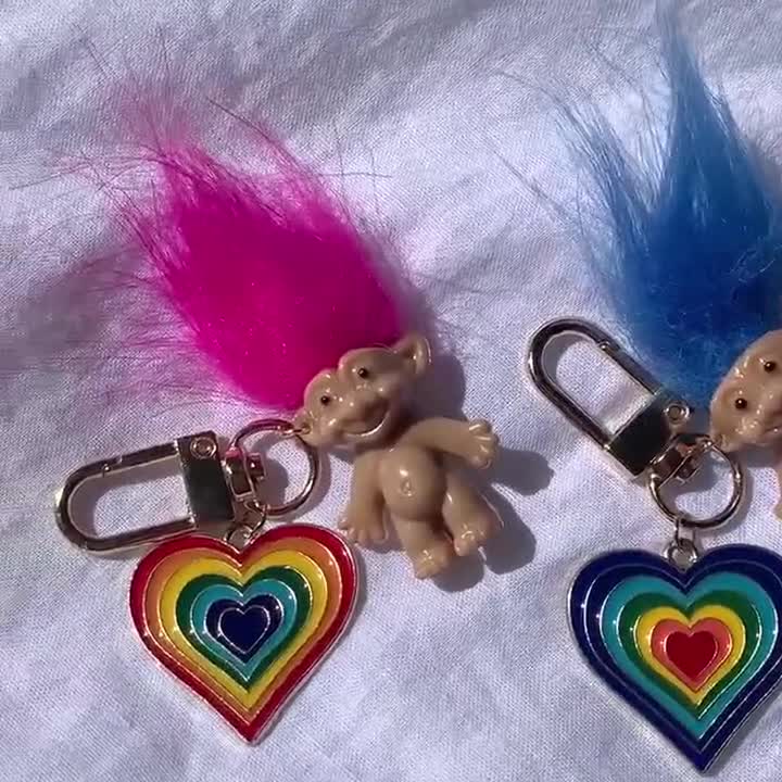 Troll Keyrings/Keychains | emo cute goth hip kitty cat retro 80s 90s fun  kids craft fun fashion childhood