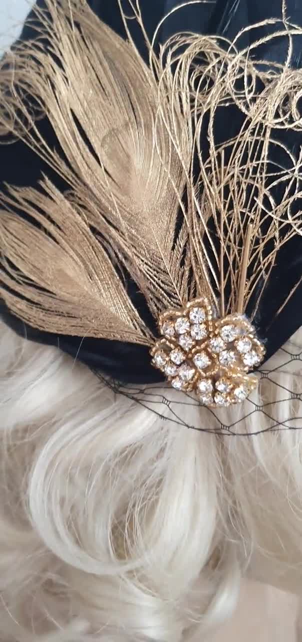 Feather Headpiece, Boho Wedding Headpiece, Crystal Bridal Hair Clip, Feather Fascinator, Crystal Wedding deals Hair Barrette, VICKY