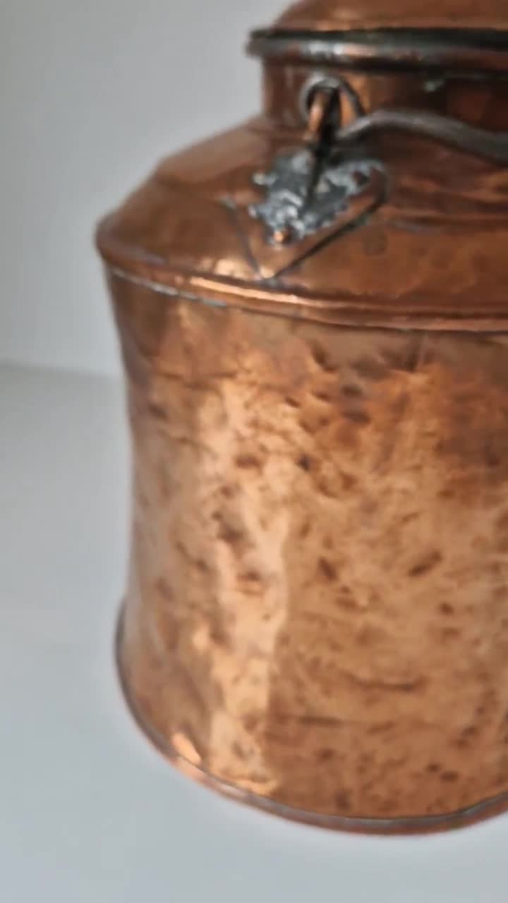 Unique Antique Copper Pot With Lid – Rustic Home Decor for
