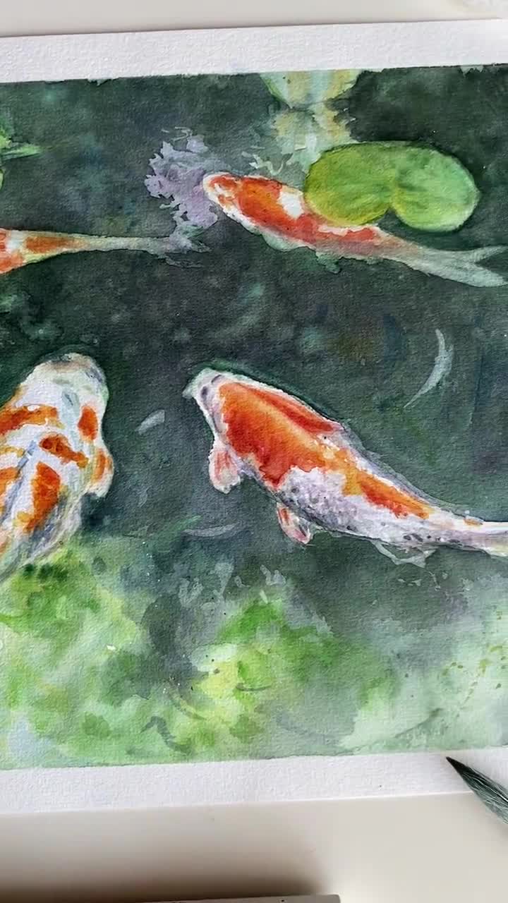 Watercolor Technique - How to Paint a Stunning Koi Pond Using Real Brush  Pens 