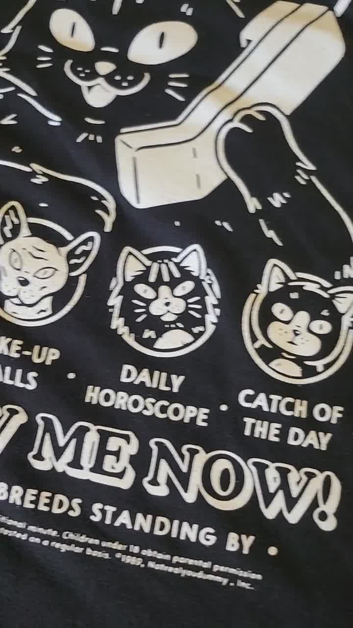 1-900-cat-chat | Black | Relaxed Fix | Unisex | T-shirt | Cartoon