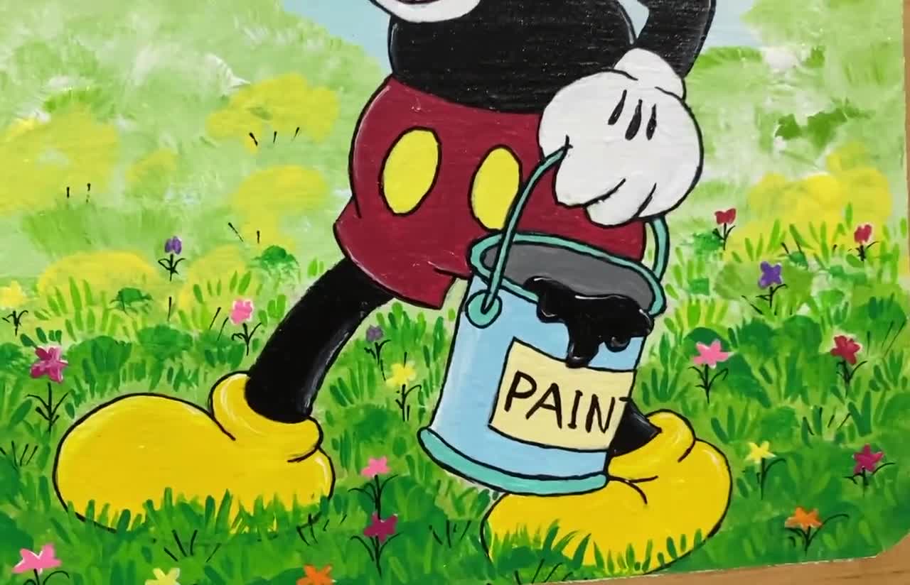 Mickey Mouse Painting: Pluto's Dog House, Acrylic on Wood - Etsy