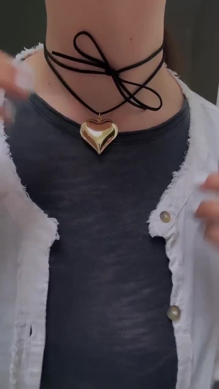 Dreamtimes Collana Charm Cuore gonfio per le donne Amore Cuore Collana