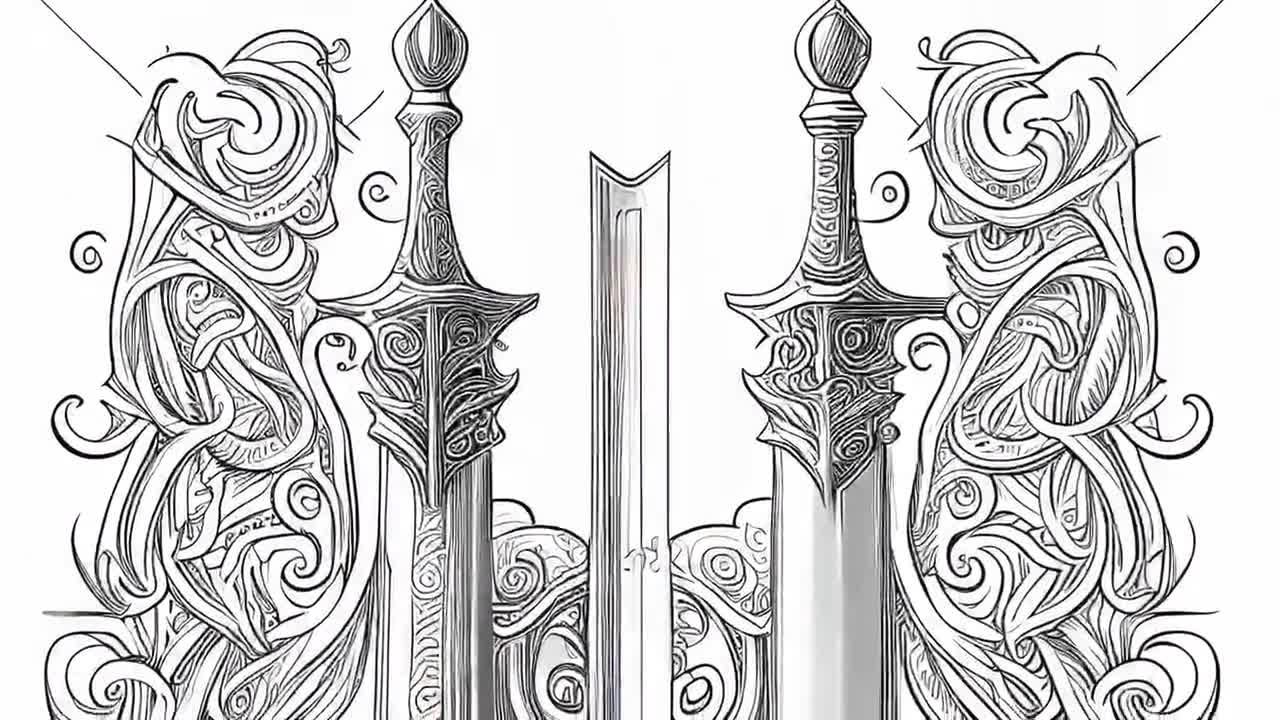 sword clip art coloring pages