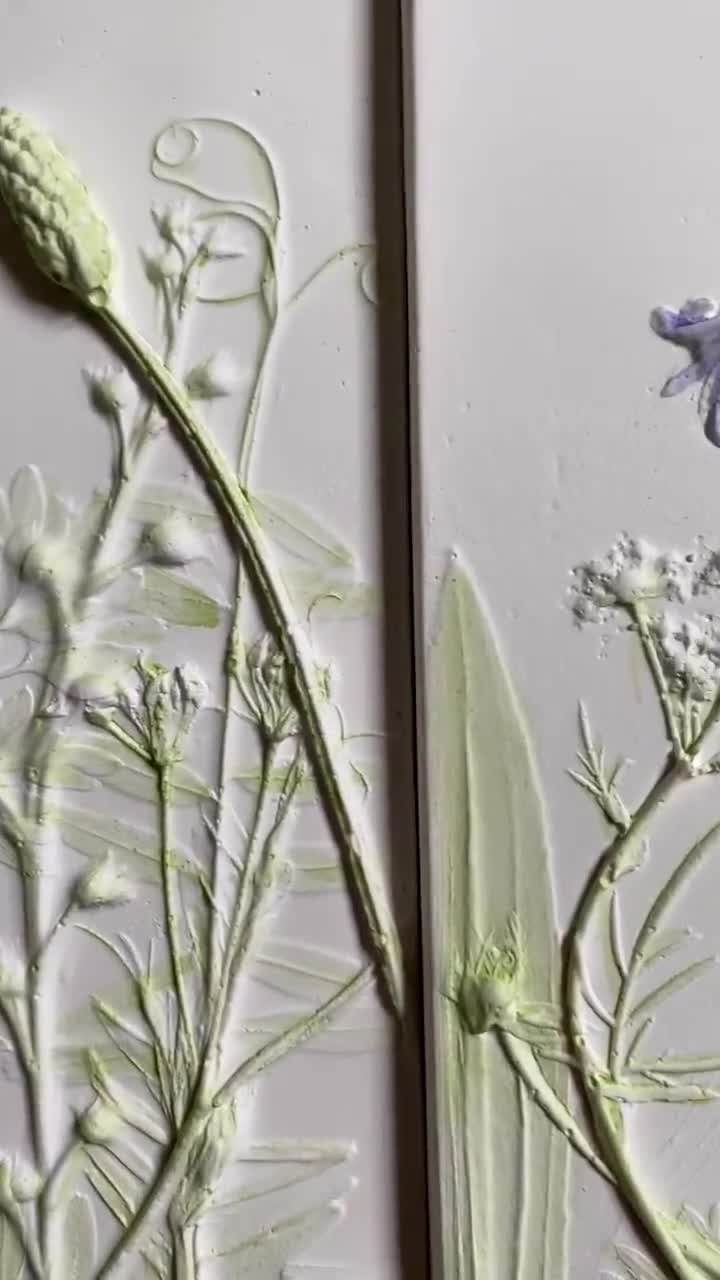 Wild Garden 5 Botanical Bas Relief, Fossil Art, Floral, Beautiful