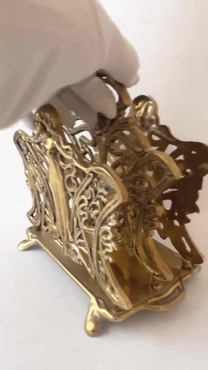 ヴィンテージ アール ヌーボー スタイルの真鍮製レター ホルダーまたは