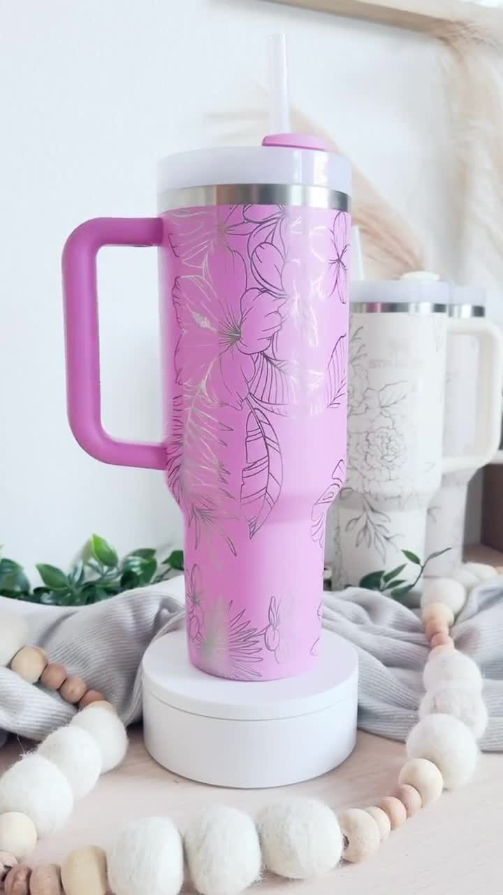 Tropical Hibiscus Engraved 40oz Tumbler | Stanley Quencher | With