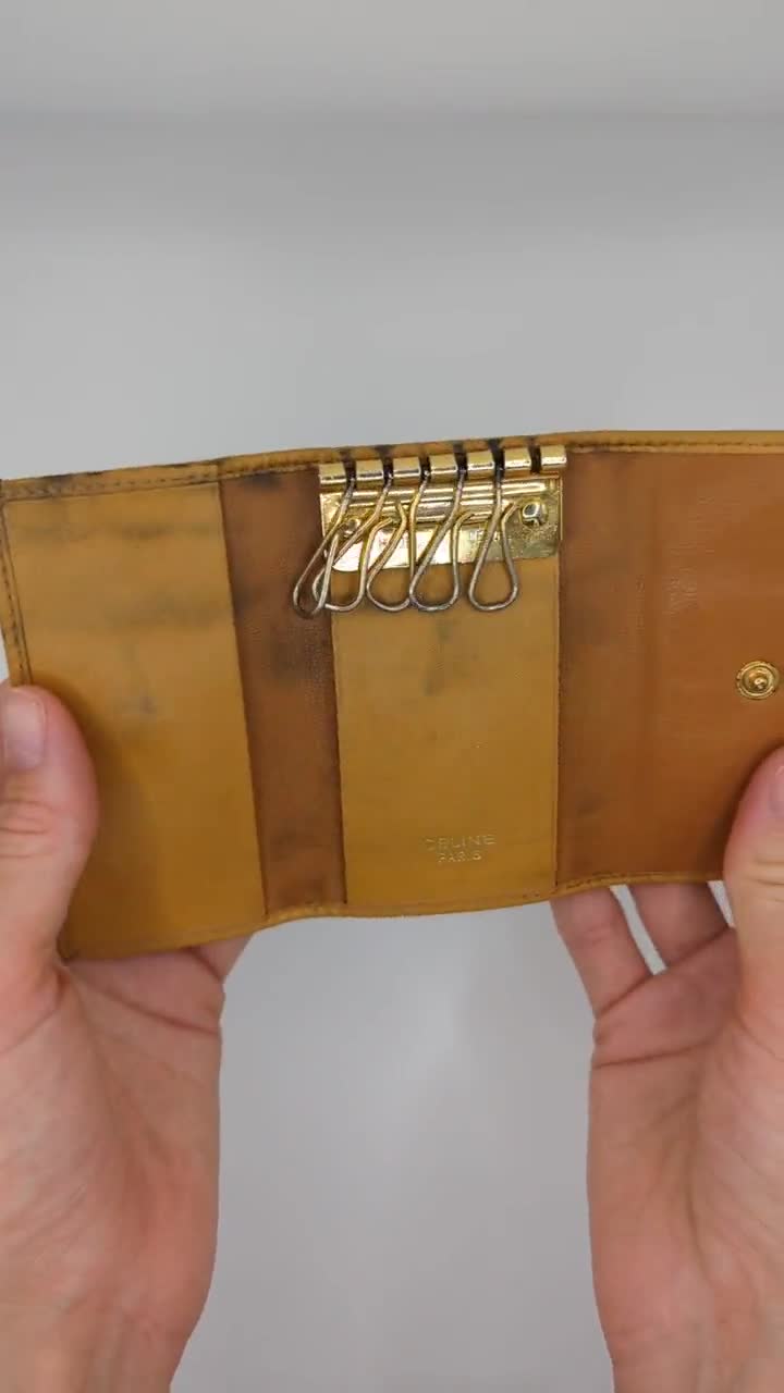 Vintage Celine Macadam Key Case Purse Wallet - Authentic
