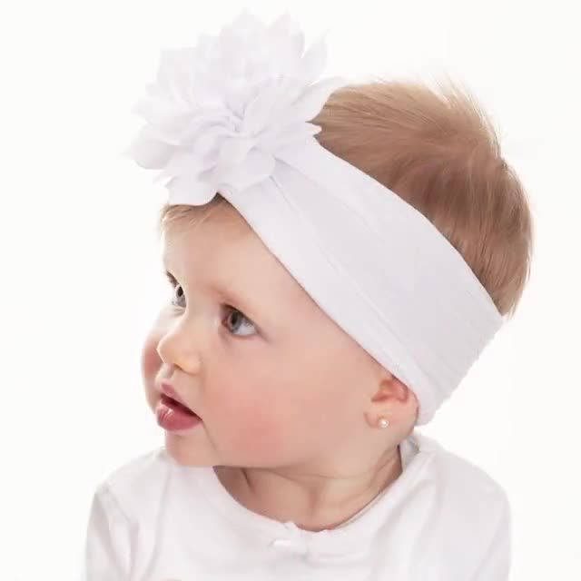 OOSAKU Set Di 4 Fasce Per Capelli Con Fiori Per Bambina - Morbido Nylon, 20-23 Cm, 1-6 Anni