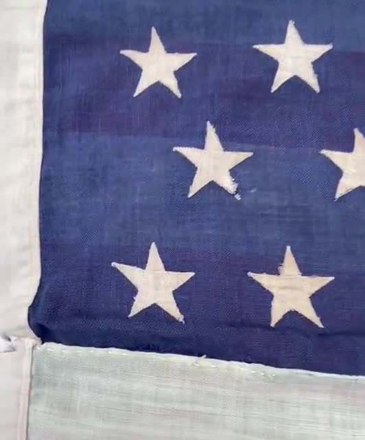 RARE 46 Star Antique American Flag Circa 1908 All Sewn Wool Hard
