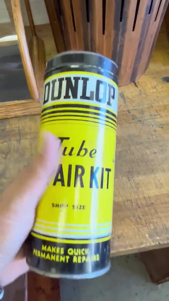 c.1940s Vintage Dunlop 8.5" Tire Tube Repair Kit Tin w/ Patches video poster