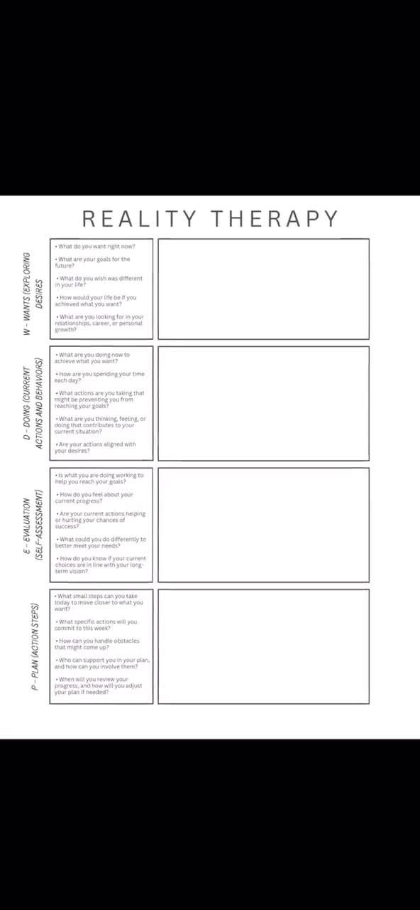 Reality Therapy Worksheets Dbt Therapy Printable Worksheets | Letter