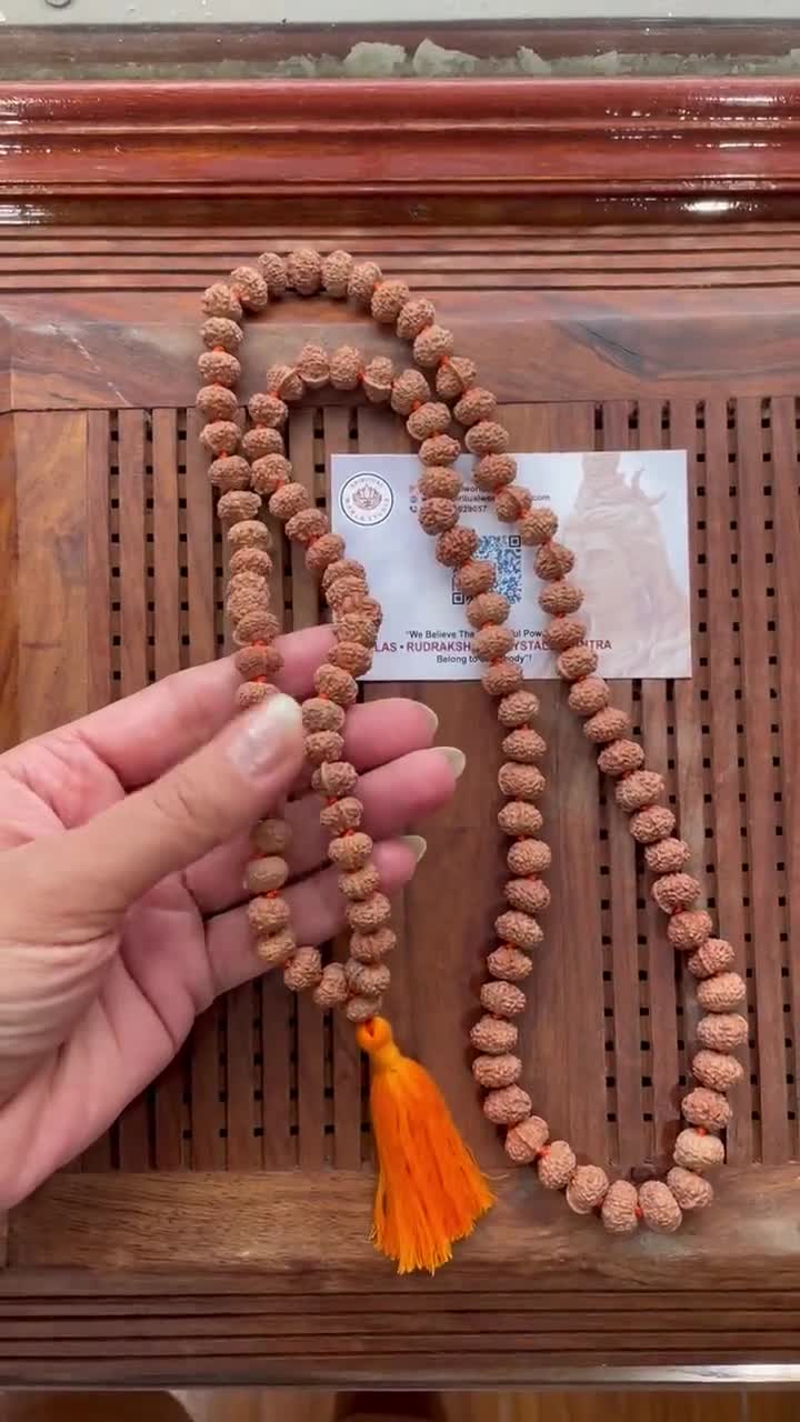 LAB Certified 1081 Bead Rudraksha Mala 5 Mukhi Face Lord Shivas Rosary Japa  Mala 8mm Beads Chanting Meditation Healing 