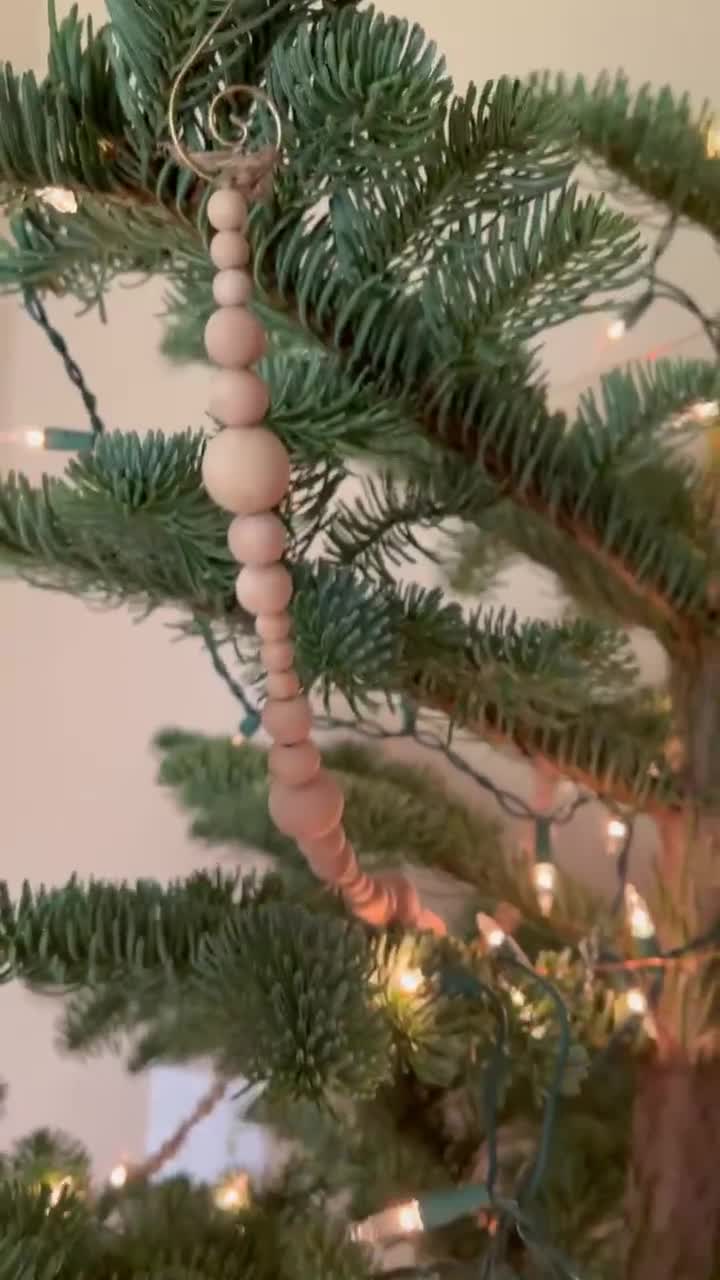 Wood Bead Garland for Christmas Tree, Banister, Mantel