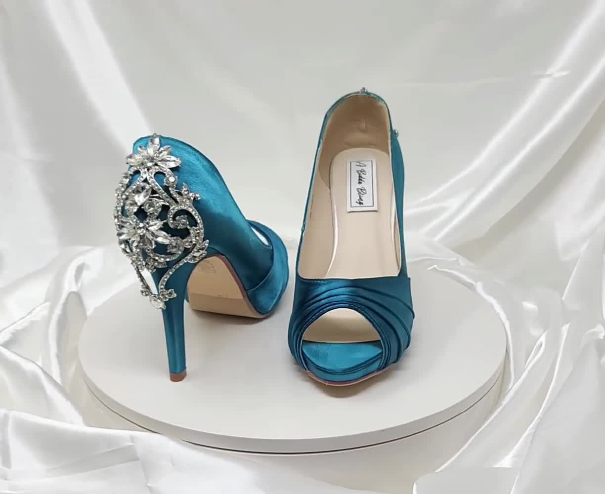 Teal Bridal Shoes Teal Wedding Shoes cheapest Teal Bridesmaid Shoes PICK FROM 100 COLORS Different Heel Heights