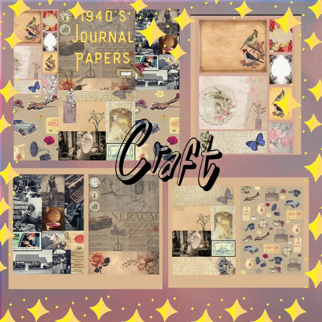 Printable 1940s Junk Journal, Vintage Scrapbooking, Ephemera