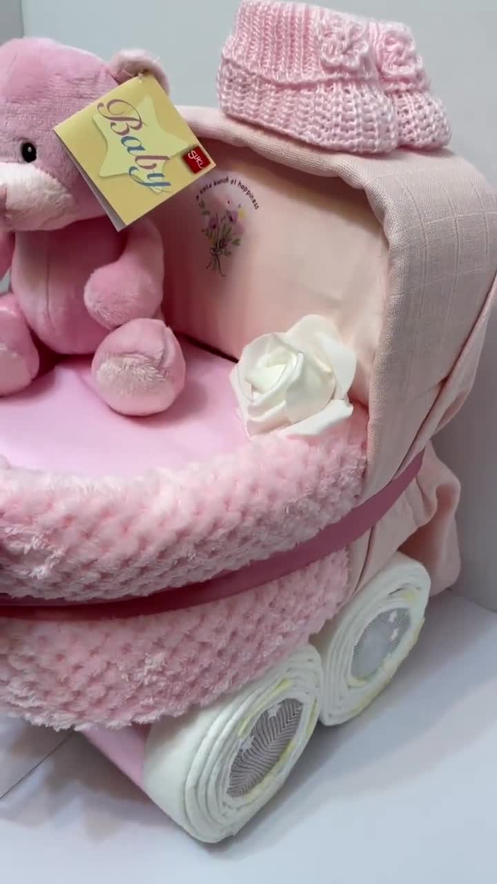 3 tier nappy gift cake - blue booties – Made In Cymru