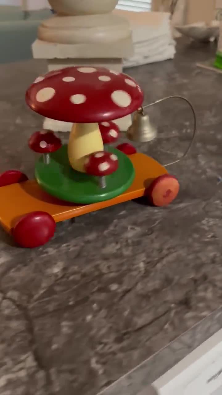 Vintage Mushroom Pull Along Toy