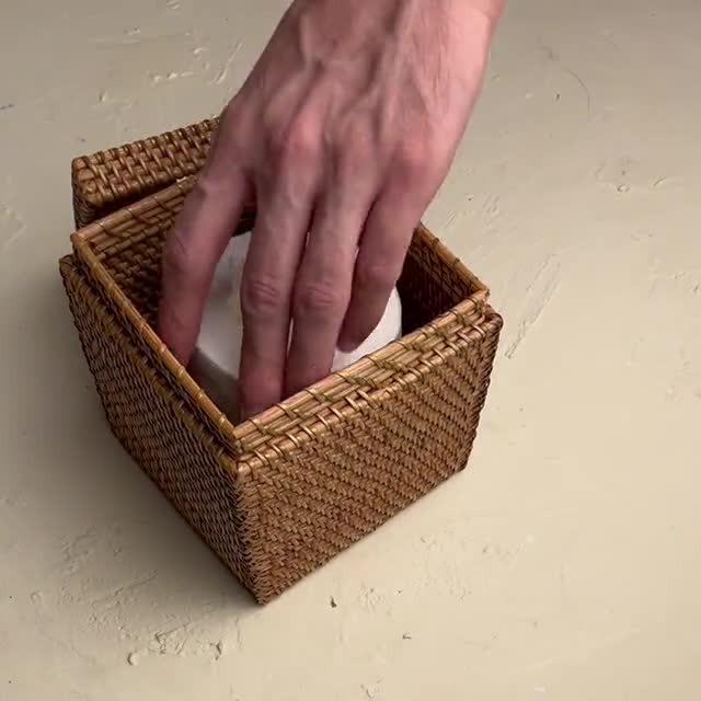 Caja de pañuelos Cuadrada Ratán / Cubierta del soporte del tejido /  Cubierta de la caja del tejido