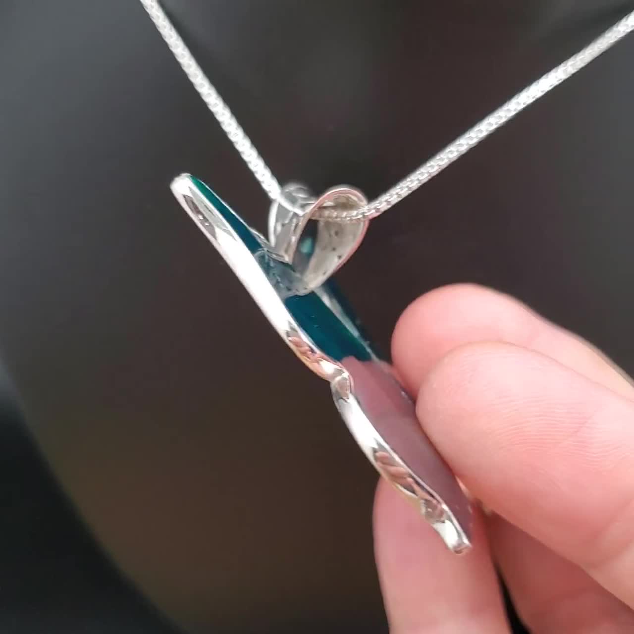 Collana in argento 925 con conchiglia di abalone tailandese, taglio rotondo